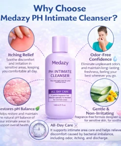 Medazy PH Intimate Cleanser Say Goodbye to Odor Itching Restore pH Balance Fight Inflammation
