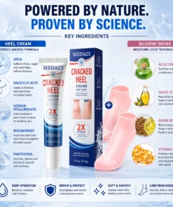 MEDAZY™ Heel Recovery System – Cracked Heel Cream + Moisture-Lock Silicone Socks